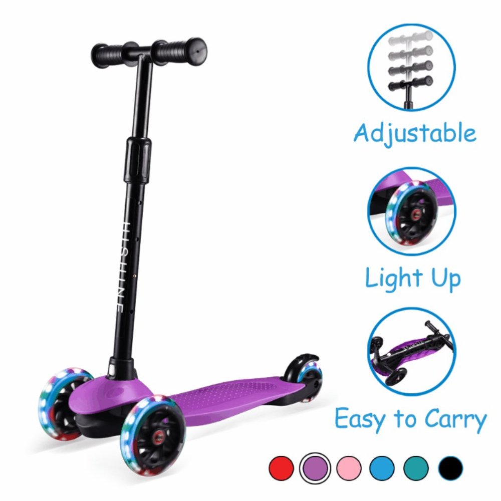 Kick Scooter for Kids with 3 Light Up Wheels and Adjustable Height for 2-7 Yea